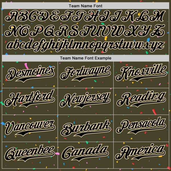 Custom Olive Black-Cream 3D Pattern Design Confetti Colorful Speckle Authentic Baseball Jersey