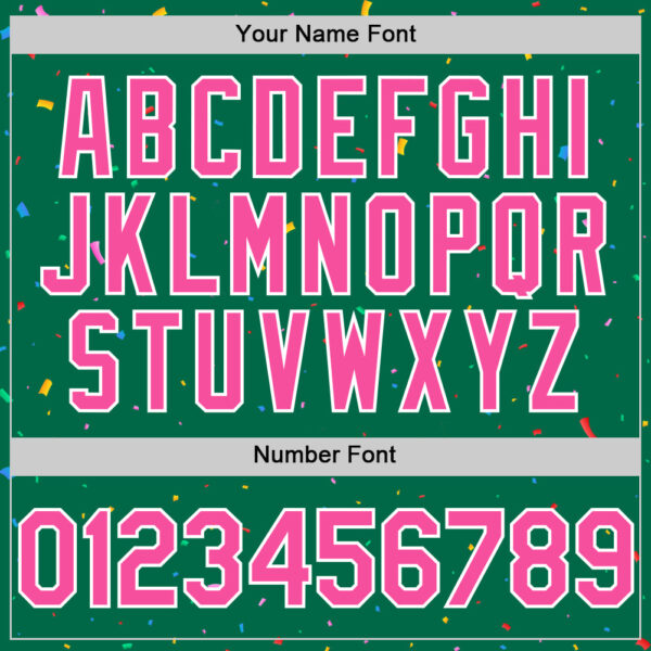 Custom Kelly Green Pink-White 3D Pattern Design Confetti Colorful Speckle Authentic Baseball Jersey
