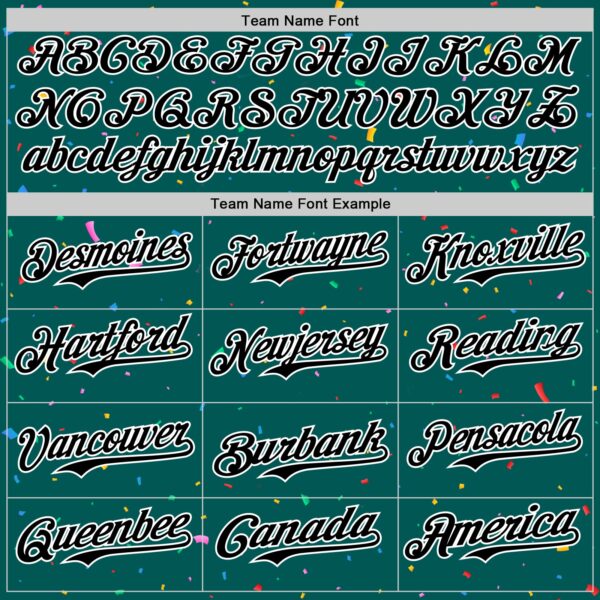 Custom Midnight Green Black-White 3D Pattern Design Confetti Colorful Speckle Authentic Baseball Jersey