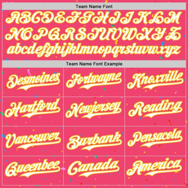 Custom Neon Pink White-Yellow 3D Pattern Design Confetti Colorful Speckle Authentic Baseball Jersey
