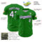 Custom Grass Green White-Purple 3D Pattern Design Confetti Colorful Speckle Authentic Baseball Jersey