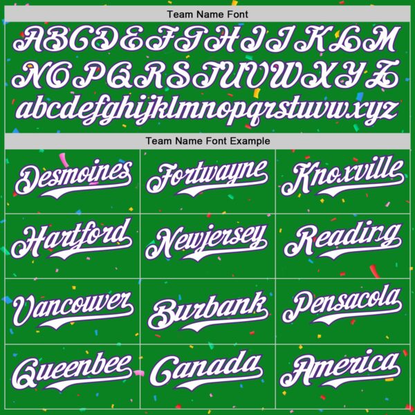 Custom Grass Green White-Purple 3D Pattern Design Confetti Colorful Speckle Authentic Baseball Jersey