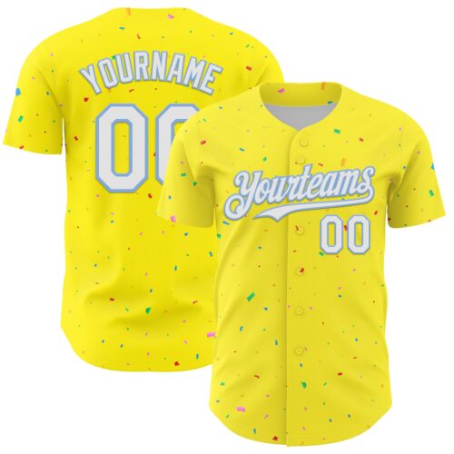 3DPattern13675 Custom Light Yellow White-Light Blue 3D Pattern Design Confetti Colorful Speckle Authentic Baseball Jersey