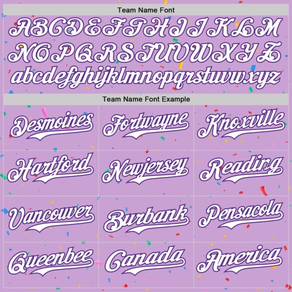 Custom Light Purple White-Purple 3D Pattern Design Confetti Colorful Speckle Authentic Baseball Jersey