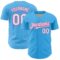 Custom Sky Blue White-Pink 3D Pattern Design Confetti Colorful Speckle Authentic Baseball Jersey