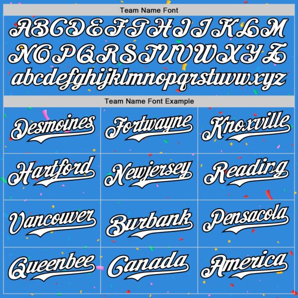 Custom Electric Blue White-Black 3D Pattern Design Confetti Colorful Speckle Authentic Baseball Jersey