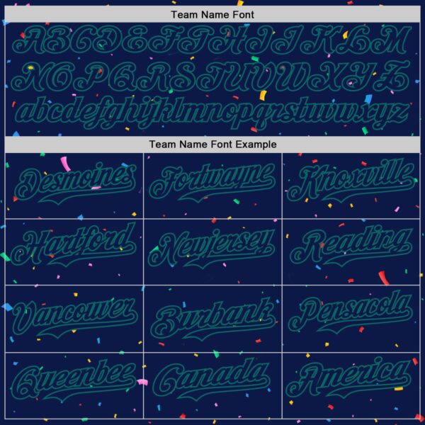 Custom Navy Teal 3D Pattern Design Confetti Colorful Speckle Authentic Baseball Jersey