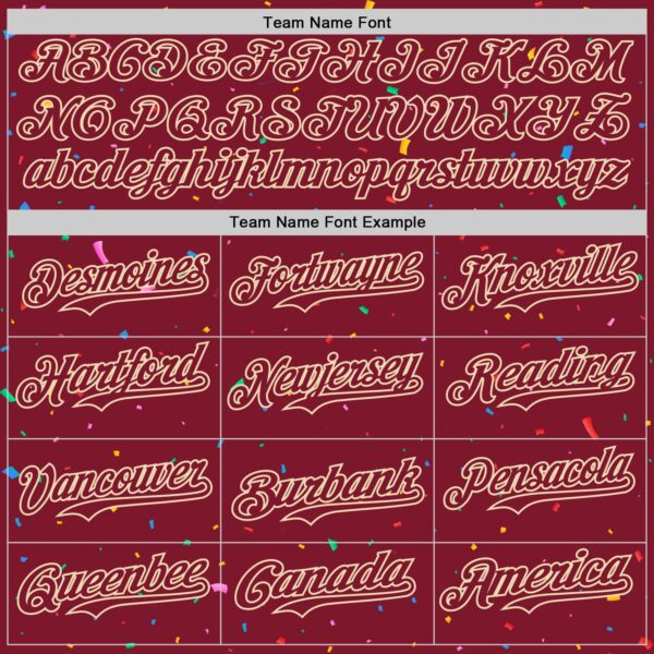 Custom Crimson Cream 3D Pattern Design Confetti Colorful Speckle Authentic Baseball Jersey