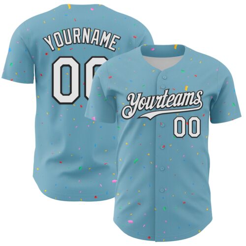 3DPattern13686 Custom Shadow Blue White-Black 3D Pattern Design Confetti Colorful Speckle Authentic Baseball Jersey