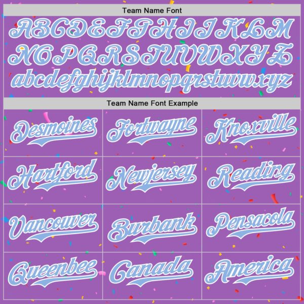 Custom Medium Purple Light Blue-White 3D Pattern Design Confetti Colorful Speckle Authentic Baseball Jersey