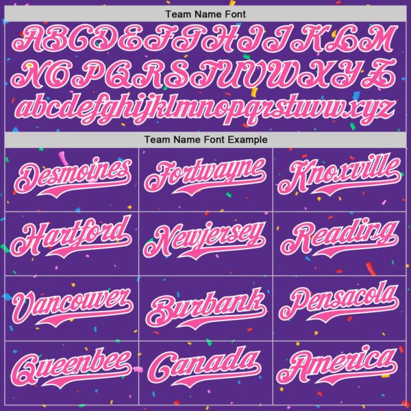 Custom Purple Pink-White 3D Pattern Design Confetti Colorful Speckle Authentic Baseball Jersey