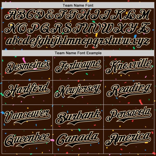 Custom Brown Black-Cream 3D Pattern Design Confetti Colorful Speckle Authentic Baseball Jersey