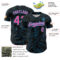 Custom Black Pink-Sky Blue Curve Lines Authentic Baseball Jersey