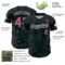 Custom Black Neon Pink-Aqua Curve Lines Authentic Baseball Jersey