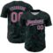 Custom Black Neon Pink-Aqua Curve Lines Authentic Baseball Jersey