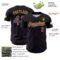 Custom Black Purple-Yellow Curve Lines Authentic Baseball Jersey