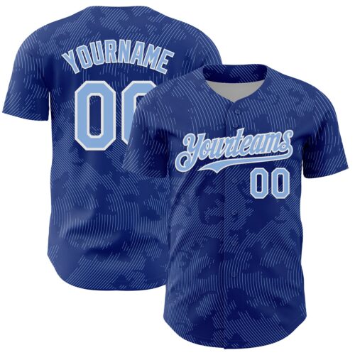 3DPattern13703 Custom Royal Light Blue-White Curve Lines Authentic Baseball Jersey