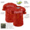 Custom Red Gold-White Curve Lines Authentic Baseball Jersey