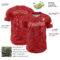 Custom Red Light Blue-White Curve Lines Authentic Baseball Jersey