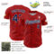 Custom Red Navy-White Curve Lines Authentic Baseball Jersey