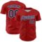 Custom Red Navy-White Curve Lines Authentic Baseball Jersey