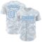 Custom White Electric Blue Curve Lines Authentic Baseball Jersey