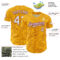 Custom Gold White-Crimson Curve Lines Authentic Baseball Jersey