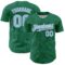Custom Kelly Green Light Blue-White Curve Lines Authentic Baseball Jersey