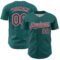 Custom Teal Crimson-White Curve Lines Authentic Baseball Jersey
