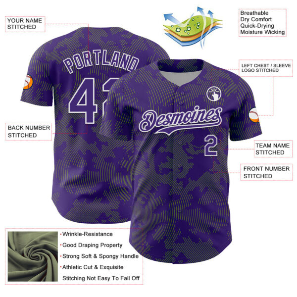 Custom Purple Neon Green-White Curve Lines Authentic Baseball Jersey
