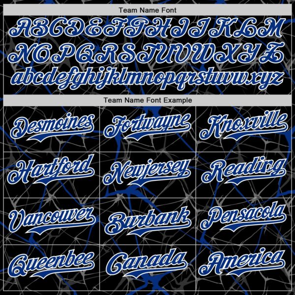 Custom Black Royal-White 3D Pattern Design Abstract Network Authentic Baseball Jersey