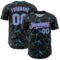 Custom Black Sky Blue-Pink 3D Pattern Design Abstract Network Authentic Baseball Jersey