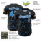 Custom Black Electric Blue-White 3D Pattern Design Abstract Network Authentic Baseball Jersey