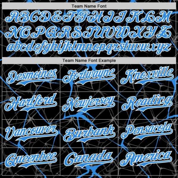 Custom Black Electric Blue-White 3D Pattern Design Abstract Network Authentic Baseball Jersey