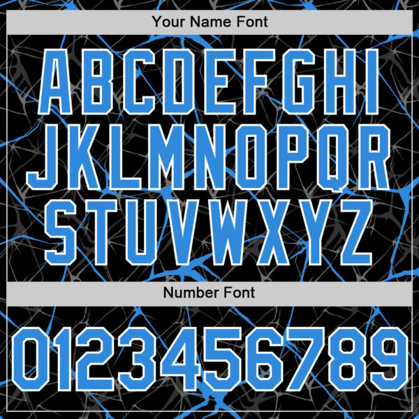 Custom Black Electric Blue-White 3D Pattern Design Abstract Network Authentic Baseball Jersey