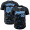 Custom Black Electric Blue-White 3D Pattern Design Abstract Network Authentic Baseball Jersey