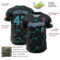 Custom Black Aqua-Pink 3D Pattern Design Abstract Network Authentic Baseball Jersey