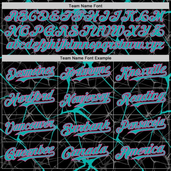 Custom Black Aqua-Pink 3D Pattern Design Abstract Network Authentic Baseball Jersey