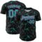 Custom Black Aqua-Pink 3D Pattern Design Abstract Network Authentic Baseball Jersey