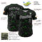 Custom Black Grass Green-White 3D Pattern Design Abstract Network Authentic Baseball Jersey