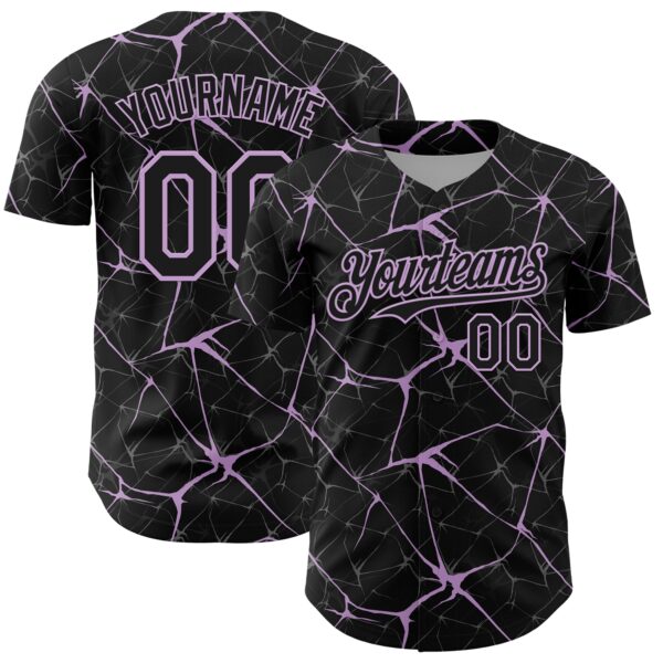 Custom Black Light Purple 3D Pattern Design Abstract Network Authentic Baseball Jersey
