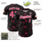 Custom Black Neon Pink-White 3D Pattern Design Abstract Network Authentic Baseball Jersey