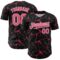 Custom Black Neon Pink-White 3D Pattern Design Abstract Network Authentic Baseball Jersey