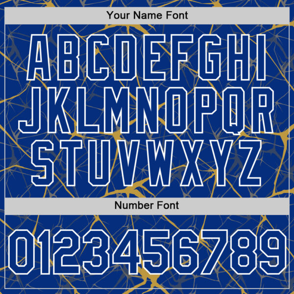 Custom Royal Old Gold-White 3D Pattern Design Abstract Network Authentic Baseball Jersey
