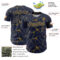 Custom Navy Old Gold 3D Pattern Design Abstract Network Authentic Baseball Jersey