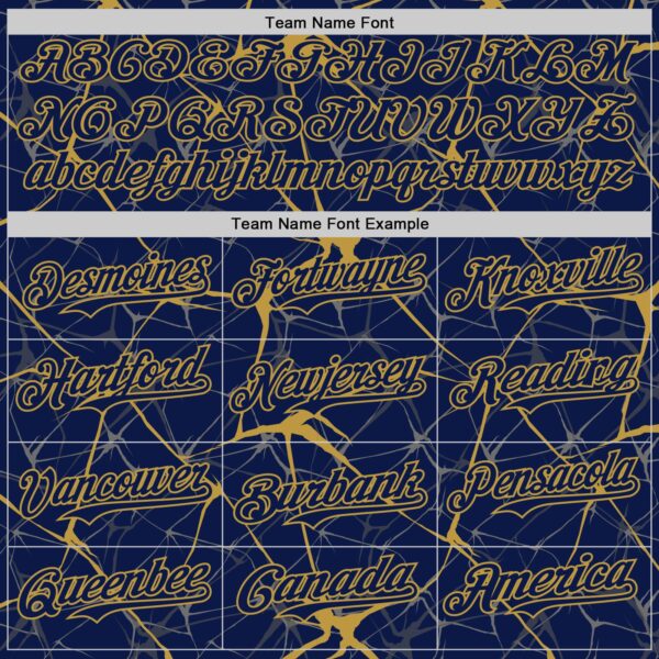 Custom Navy Old Gold 3D Pattern Design Abstract Network Authentic Baseball Jersey
