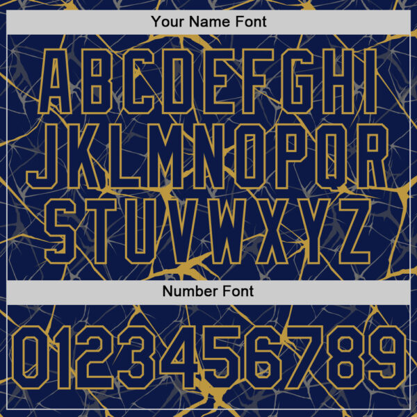 Custom Navy Old Gold 3D Pattern Design Abstract Network Authentic Baseball Jersey