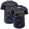 Custom Navy Old Gold 3D Pattern Design Abstract Network Authentic Baseball Jersey