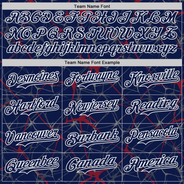 Custom Navy Crimson-White 3D Pattern Design Abstract Network Authentic Baseball Jersey