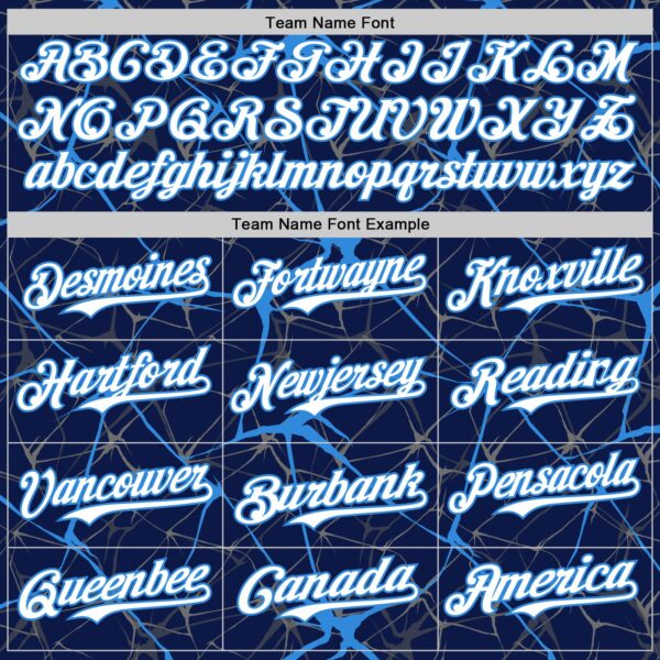 Custom Navy White-Electric Blue 3D Pattern Design Abstract Network Authentic Baseball Jersey